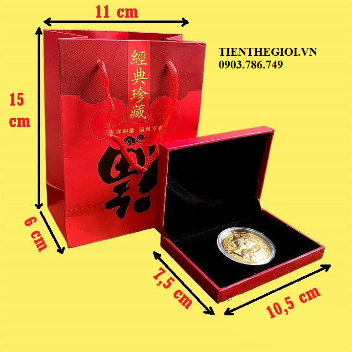 Hộp Đồng Xu Hình Con Rắn Mạ Vàng Túi Phúc